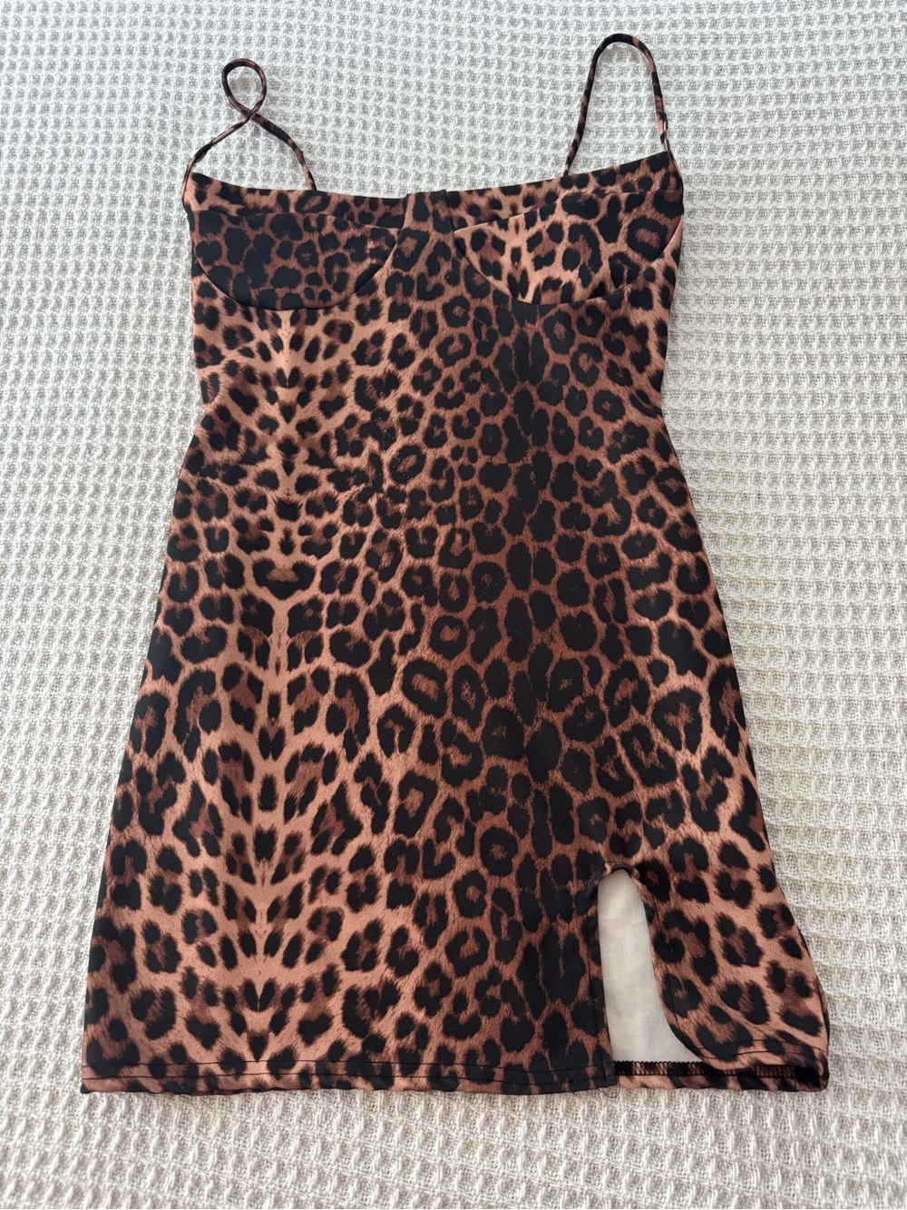 PrettyLittleThing Leopard Print Strappy Split Hem Mini Dress -Brown & Black